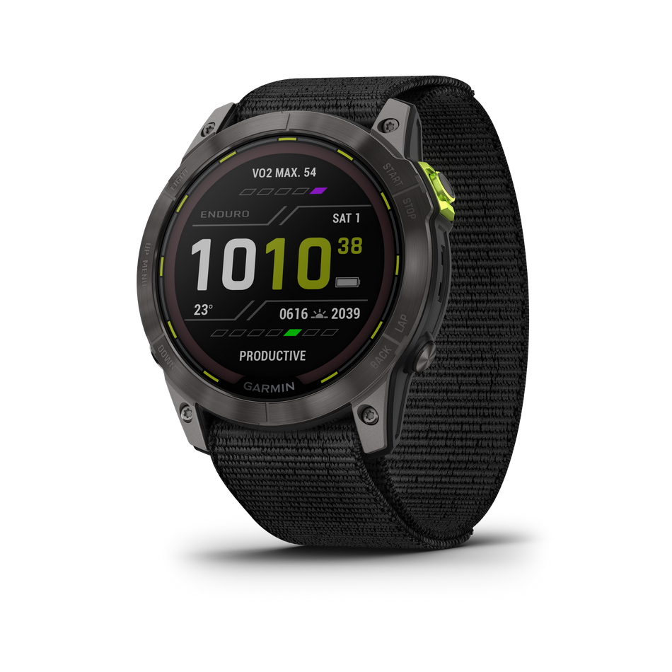 Garmin Enduro™, Carbon Grey DLC-titanium med sort nylon UltraFit-rem 