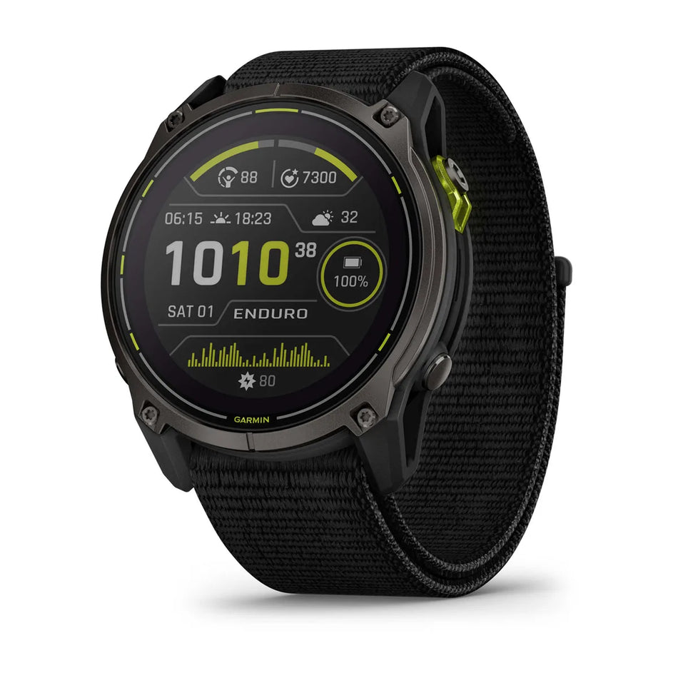 Garmin Enduro™, Carbon Grey DLC-titanium med sort nylon UltraFit-rem 