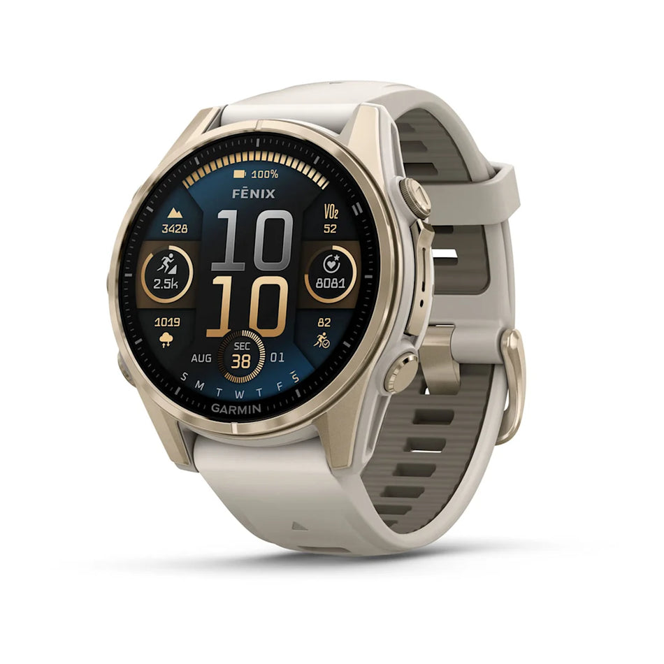 fenix 8 - Sapphire - Soft Gold - Fog grey/dark sandstone siliconen band