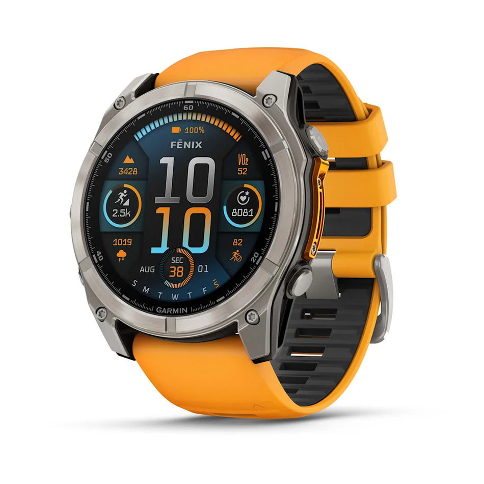 fenix 8 - AMOLED - Sapphire - Titanium - Spark Orange/Graphite siliconen band