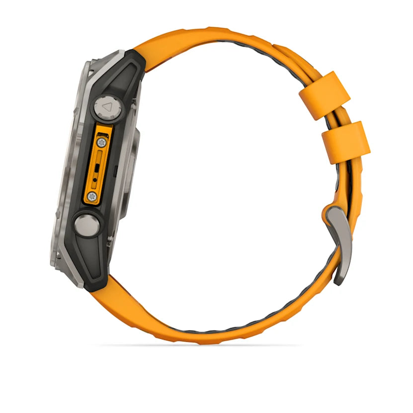 fenix 8 - AMOLED - Sapphire - Titanium - Spark Orange/Graphite siliconen band