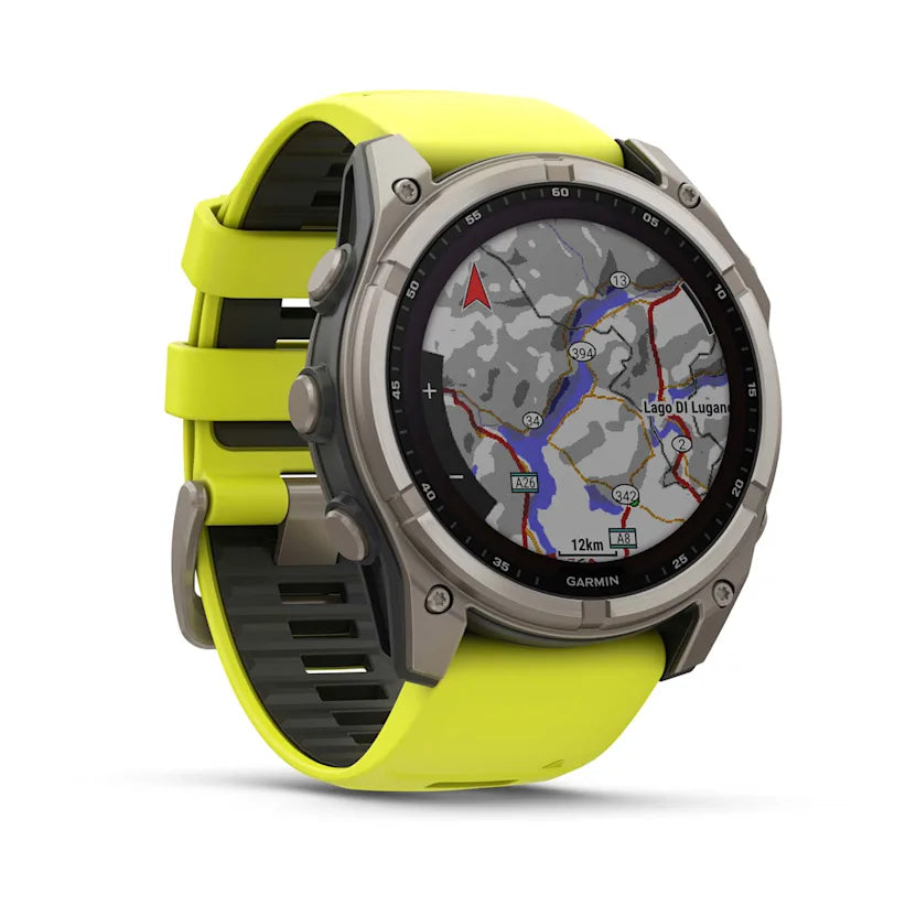 fenix 8 - Sapphire Solar - Titanium - Amp Yellow/Graphite siliconen band