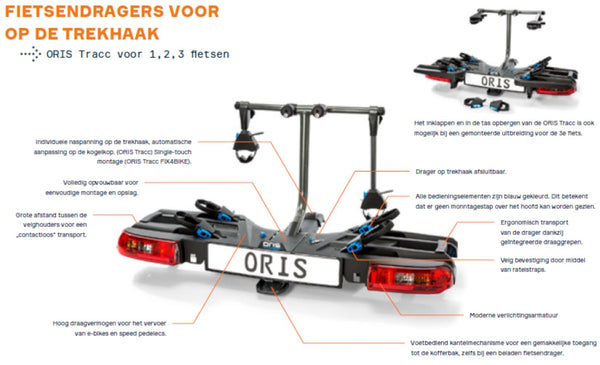 Fietsdrager ORIS Tracc - Fietsendrager 2 fietsen - max. 60 kg Doornbikes