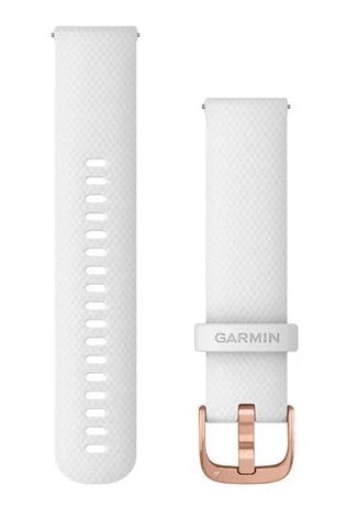 Garmin Quick Release Silikone Strap - 20 mm - Hvid Rose Guld Spænde