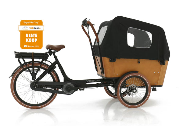 Vogue Bakfiets Carry 3 Mat Zwart - Bruine Bak Doornbikes
