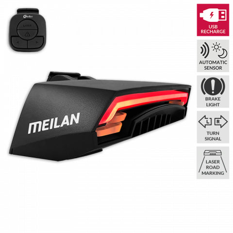 Meilan baglygte med laser og fjernbetjening USB X5