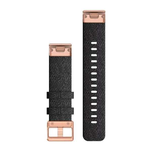 Garmin Quickfit horlogeband - Nylon - 20 mm - Zwart met roségouden gesp Garmin