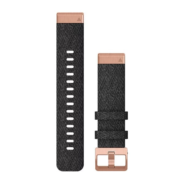 Garmin Quickfit horlogeband - Nylon - 20 mm - Zwart met roségouden gesp Garmin